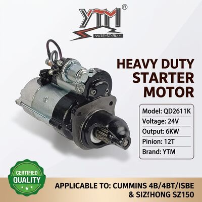 Μίζα 24V 12T 6KW QD2611K για κινητήρα Cummins 4B 4BT 4BTA ISBE OE 3968130 4929600 για εκσκαφέα Shantui SZ150