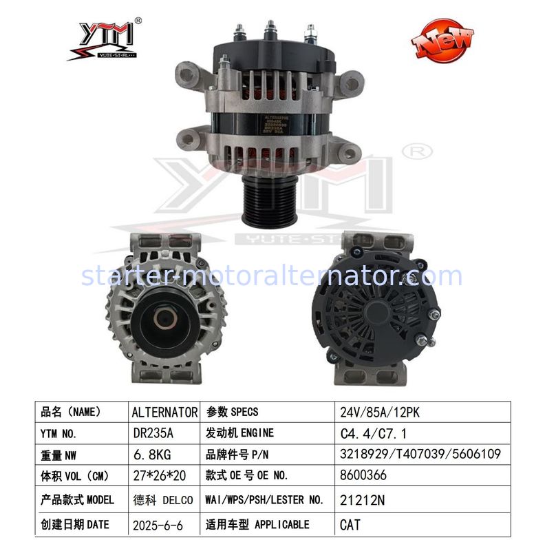 DR235A ALTERNATOR CAT323/24V 85A 12PK 60/5606104/T430455/3218932