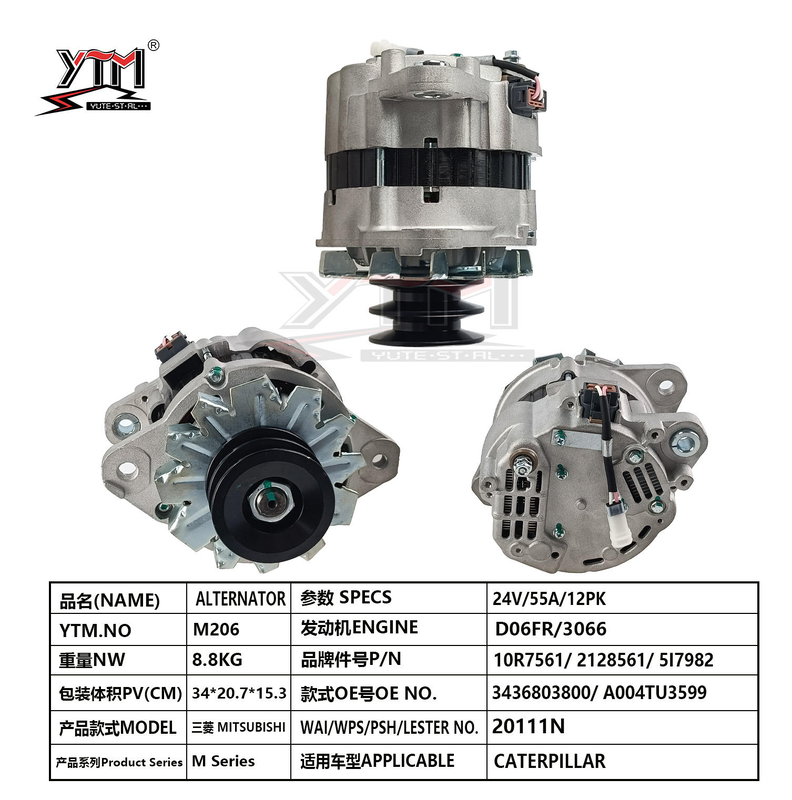 24V 55A εναλλάκτης A004TU3599 3436803800 10R7561 για τον κινητήρα Mitsubishi D06FR Caterpillar 3066