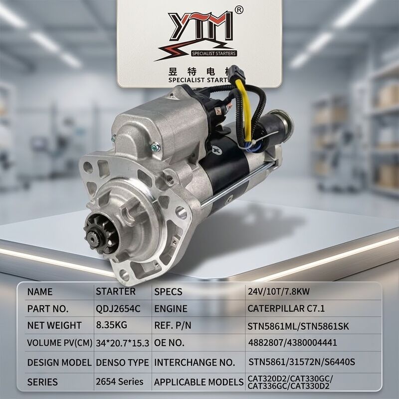 Μίζα Μηχανήματος Βαρέως Τύπου QDJ2654C 24V 7.8KW 10T 4882807 4380004441 STN5861ML STN5861SK 31572N για Εκσκαφέα C7.1